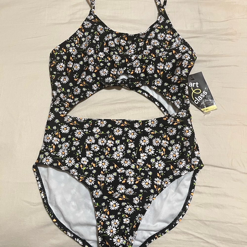✨NWT ONE-PIECE CUT OUT SWIM WEAR GIRLS DAISY BLOOM BY ART CLASS  SZ XL(14)